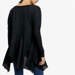 Free People Coming In Hot handkerchief hem tunic top black